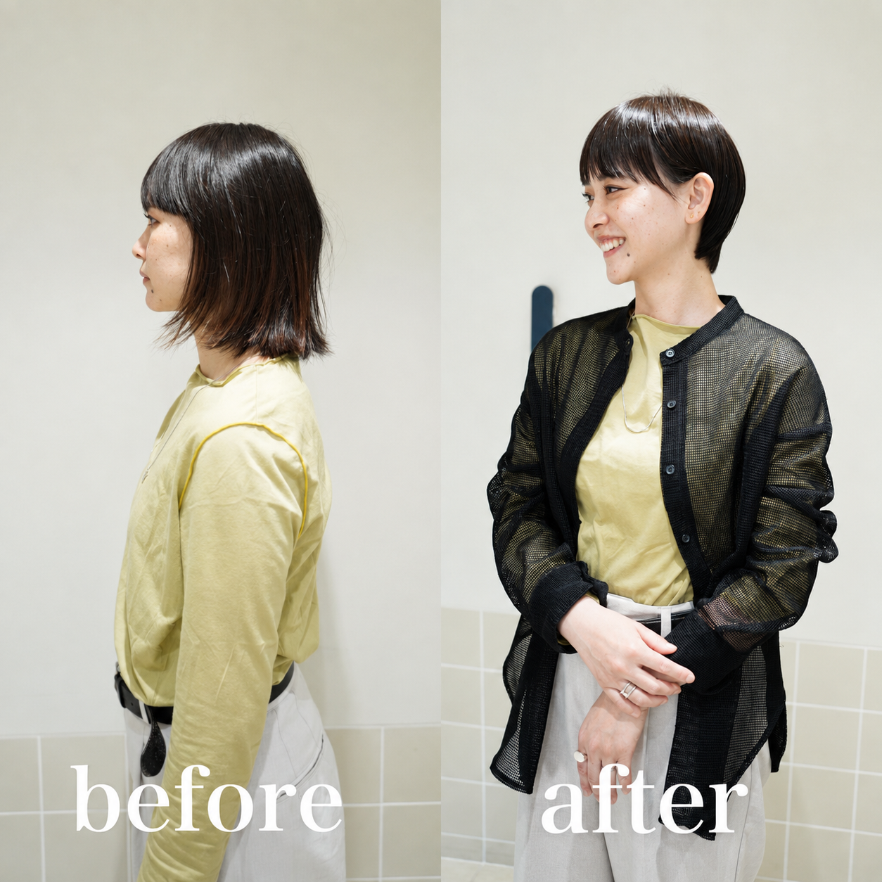 骨格への似合わせカットと艶カラーのビフォーアフター